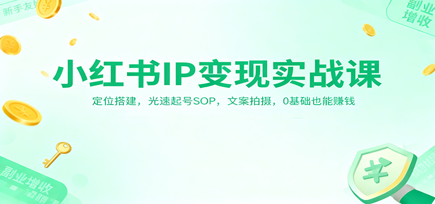 小红书IP变现实战课：定位搭建，光速起号SOP，文案拍摄，0基础也能赚钱-共项网