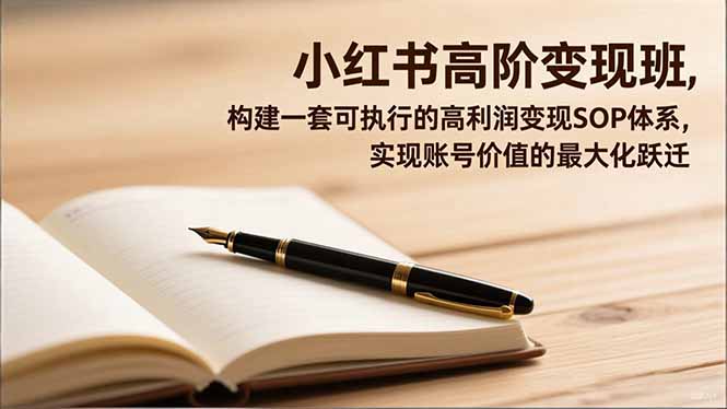 小红书高阶变现班，构建一套可执行的高利润变现SOP体系，实现账号价值的最大化跃迁-共项网