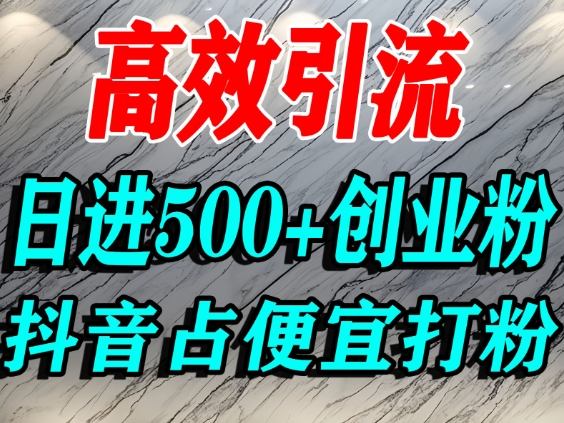 怎么打创业粉？抖音利用占便宜心理引流创业粉，单人日引500+精准流量-共项网