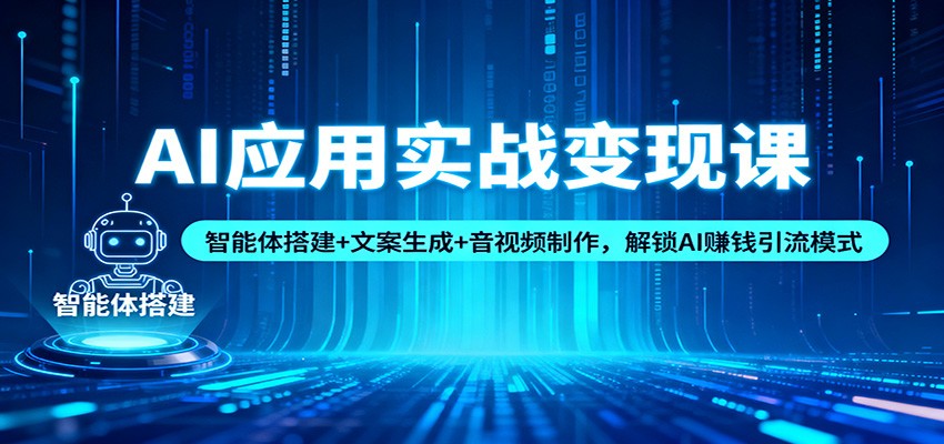AI应用实战变现课：智能体搭建+文案生成+音视频制作，解锁AI赚钱引流模式-共项网