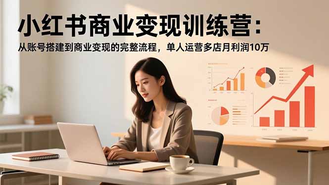 小红书商业变现训练营：从账号搭建到商业变现的完整流程，单人运营多店月利润10万-共项网