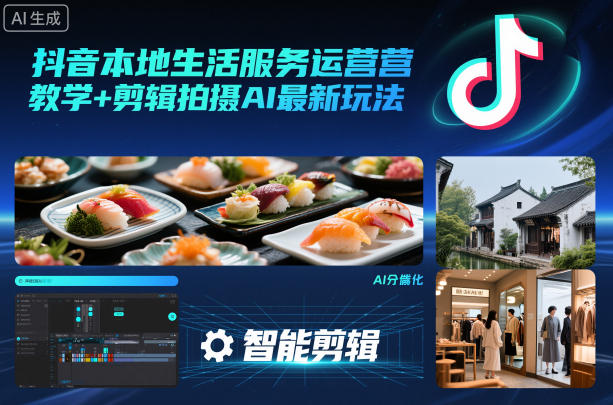 抖音本地生活服务运营教学+剪辑拍摄AI最新玩法-共项网