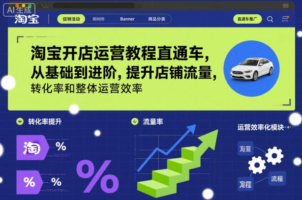 淘宝开店运营教程直通车，从基础到进阶，提升店铺流量，转化率和整体运营效率(更新11月)-共项网