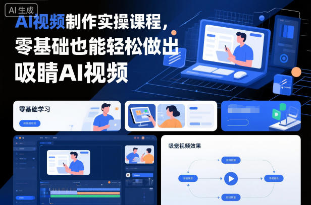 AI视频制作实操课程，零基础也能轻松做出吸睛AI视频-共项网