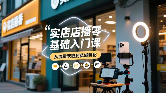 实体店播零基础入门课，实体店+短视频+直播+微信生态+私域社群，从流量获取到私域转化-共项网