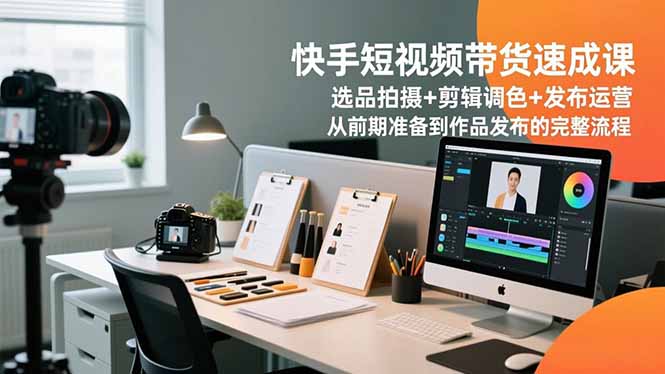 快手短视频带货速成课，选品拍摄+剪辑调色+发布运营，从前期准备到作品发布的完整流程-共项网