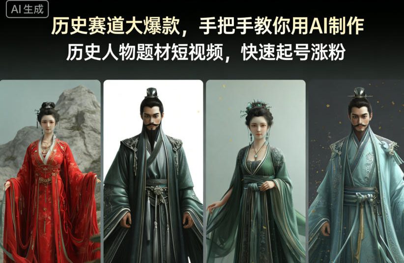 历史赛道大爆款，手把手教你用AI制作历史人物题材短视频，快速起号涨粉-共项网