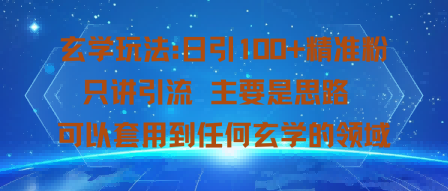 玄学玩法：日引100+精准粉只讲引流主要是思路可以套用到任何玄学的领域-共项网