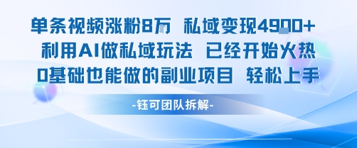单条视频私域变现4.9k+利用AI做私域玩法 已经开始火热0基础也能做的副业项目轻松上手-共项网