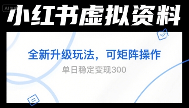 小红书虚拟资料全新升级玩法，可矩阵操作，单日稳定变现3张-共项网