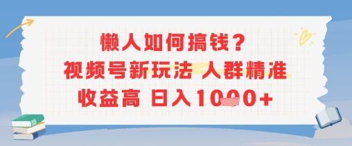 懒人如何搞钱？视频号新玩法，人群精准收益高，日入多张-共项网