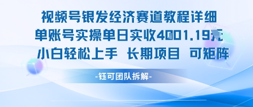 视频号银发经济赛道单账号实操单日实收1k+，小白轻松上手长期项目-共项网