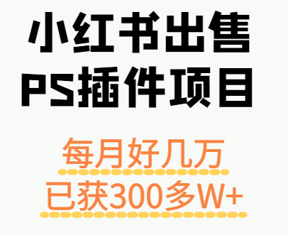 小红书出售PS插件项目，每月都收入好几万，长期操作已获利300多W+-共项网