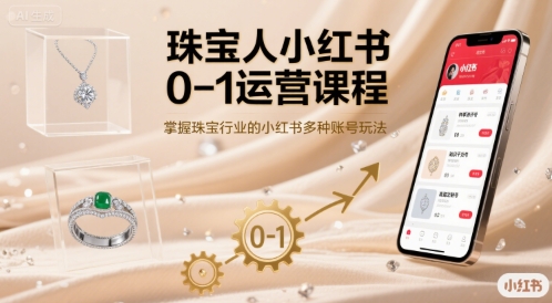 珠宝人小红书0-1运营课程，掌握珠宝行业的小红书多种账号玩法-共项网