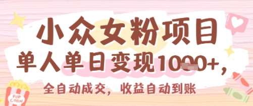 小众女粉项目，单人单日变现多张，全自动成交，无需维护，收益自动到账-共项网