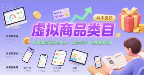 虚拟商品类目，多渠道变现稳定5张+，适合新手【附渠道教程】-共项网