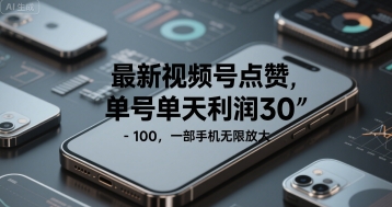 最新视频号点赞，单号单天利润30-1张， 一部手机无限放大-共项网