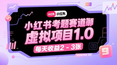 小红书考题赛道虚拟项目1.0，项目操作简单，每天收益2-3张-共项网