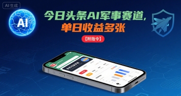 今日头条AI军事赛道，单日收益多张 ，手机可做【附指令】-共项网