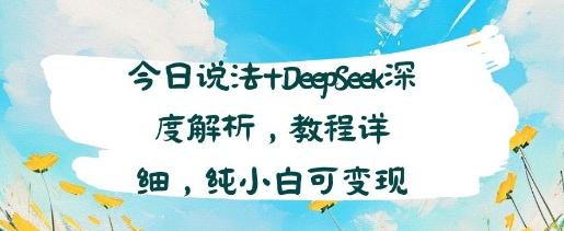 今日说法+DeepSeek深度解析，教程详细，纯小白可变现-共项网