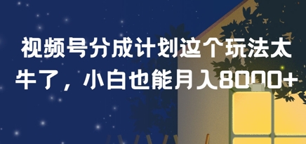 视频号分成计划这个玩法太牛了，小白也能月入8k+-共项网