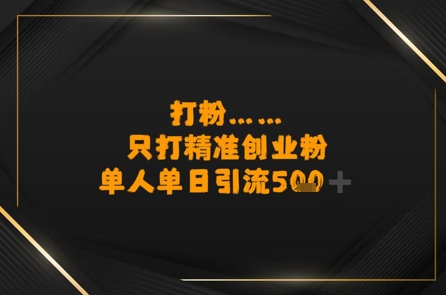 打粉只打精准创业粉，单人单日引流500+-共项网