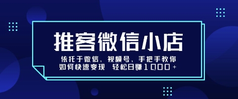 推客微信小店依托于微信、视频号，手把手教你如何快速变现 轻松日入1k+【揭秘】-共项网