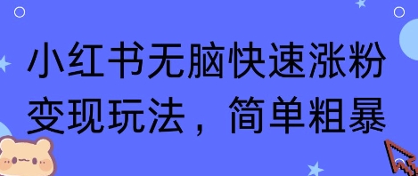 小红书无脑快速涨粉变现玩法，简单粗暴-共项网