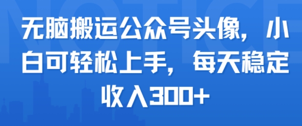 无脑搬运公众号头像，小白可轻松上手，每天稳定收入3张+-共项网