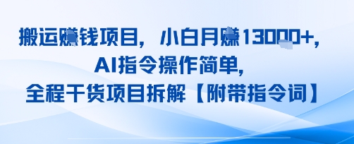 搬运挣钱项目，AI指令操作简单，小白月入1W+，全程干货项目拆解-共项网