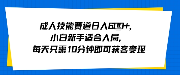 成人技能赛道日入多张，小白新手适合入局，每天只需10分钟即可获客变现-共项网