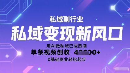 私域变现新风口：用AI做私域已成热潮，单条视频创收1k+，0基础副业轻松起步-共项网