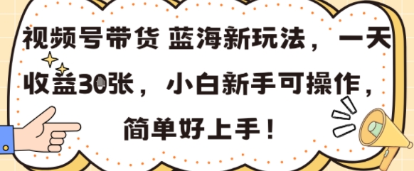 视频号带货蓝海新玩法，一天收益3张，小白新手可操作，简单好上手!-共项网