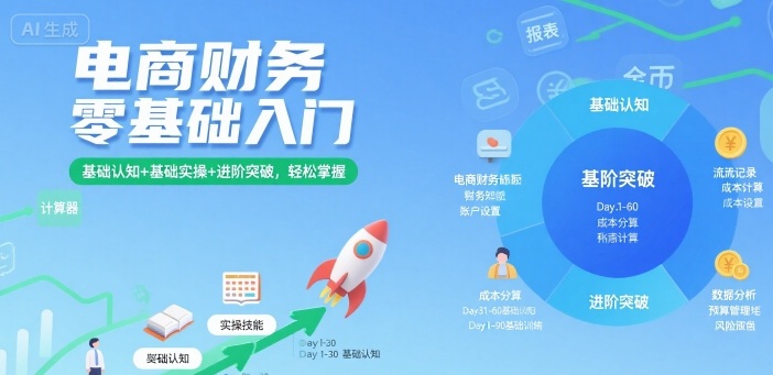 电商财务零基础入门，基础认知+基础实操+进阶突破，轻松掌握-共项网