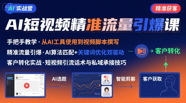 AI+短视频引爆精准客户实战营，手把手教你引爆Ai短视频精准流量-共项网