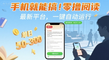 手机就能搞！零撸阅读挂G，最新平台，一键自动运行，随时随地挣，单日50-3张+【揭秘】-共项网