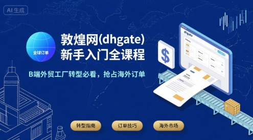 敦煌网(dhgate)新手入门全课程，B端外贸工厂转型必看，抢占海外订单-共项网
