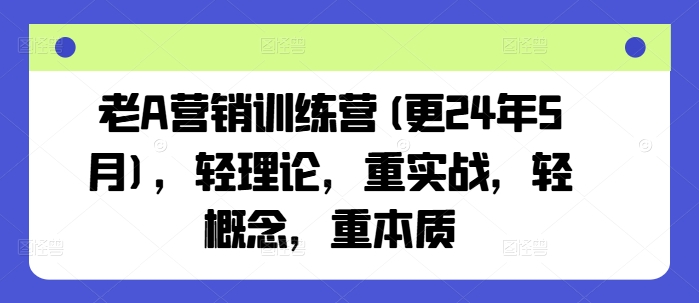 老A营销训练营(更25年8月)，轻理论，重实战，轻概念，重本质-共项网