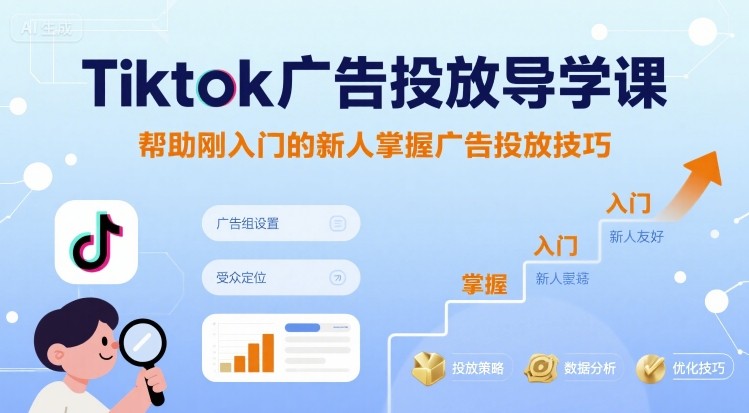 Tiktok广告投放导学课，帮助刚入门的新人掌握广告投放技巧-共项网