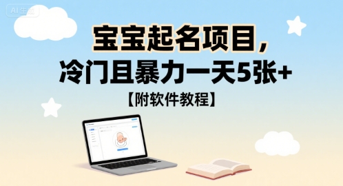 宝宝起名项目，冷门且暴力一天5张+【附软件教程】-共项网