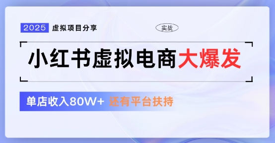 小红书虚拟店铺 蓝海项目 小白轻松一天3张+-共项网