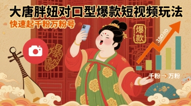 大唐胖妞对口型爆款短视频玩法，快速起千粉万粉号-共项网