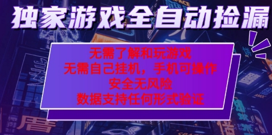游戏全自动捡漏项目，最新独家玩法，每天操作几十分钟，无任何难度，当天见收益【揭秘】-共项网