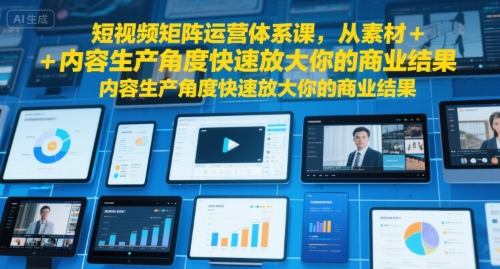 短视频矩阵运营体系课，从素材+内容生产角度快速放大你的商业结果-共项网