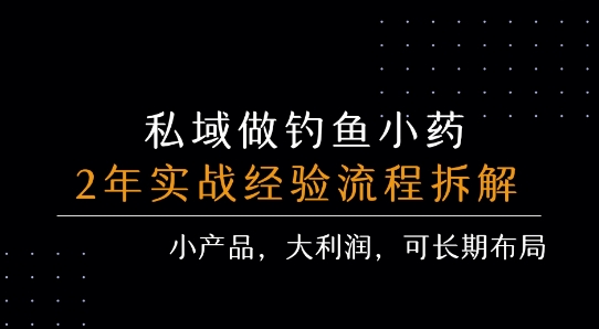 私域做钓鱼小药 每单利润3张+ 详细流程拆解-共项网