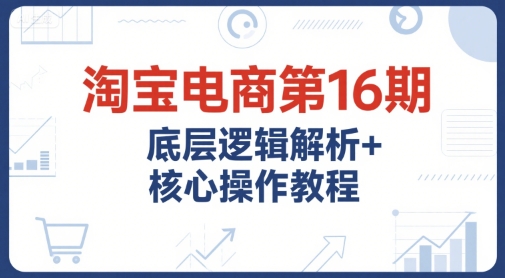淘宝电商第16期，底层逻辑解析+核心操作教程，运营、推广提升能力的必学课程+配套资料-共项网