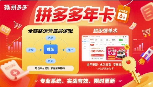 拼多多年卡【8月更新6节】拼多多全链路运营底层逻辑，超级爆单术-共项网