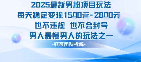 2025最新男粉项目玩法每天变现1k+也不违规也不会封号男人最懂男人的玩法-共项网