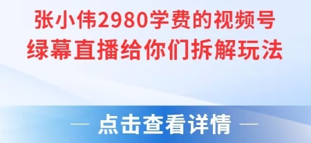 张小伟2980付费额视频号绿幕直播给你们拆解玩法-共项网