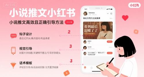 小说推文小红书高转化引导方法实操课，小说推文高效且正确引导方法-共项网
